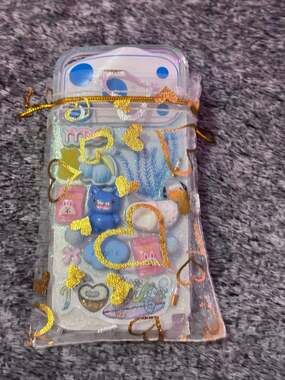 IP 17 Pro Phone Case with 3D Charms and Matching Scrunchie Accessory Set